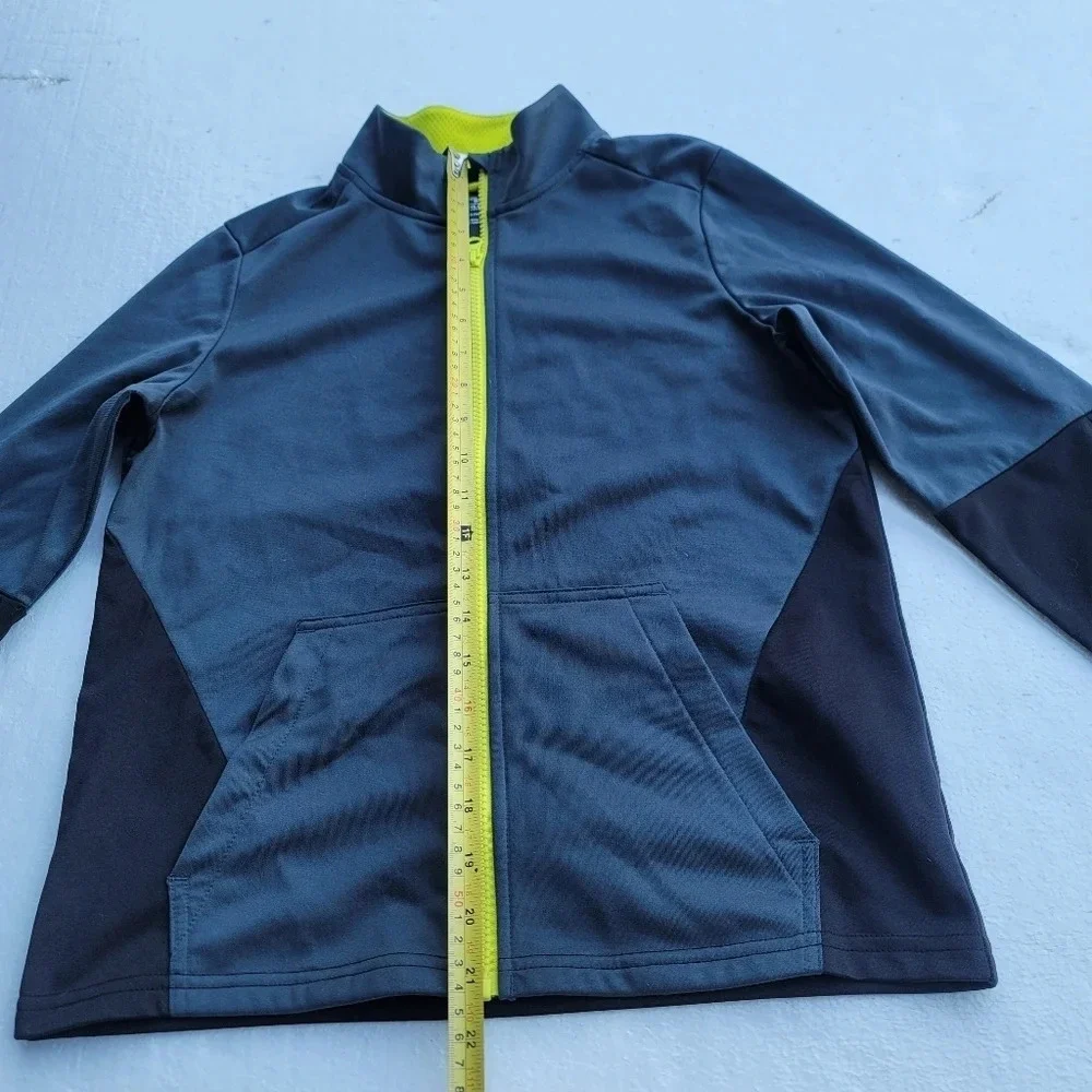 Athletic Works Boys Full Zip Track Jacket Size L (10-12) Gray Black Yellow